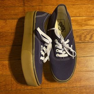 Vans, denim blue with gum sole size 7